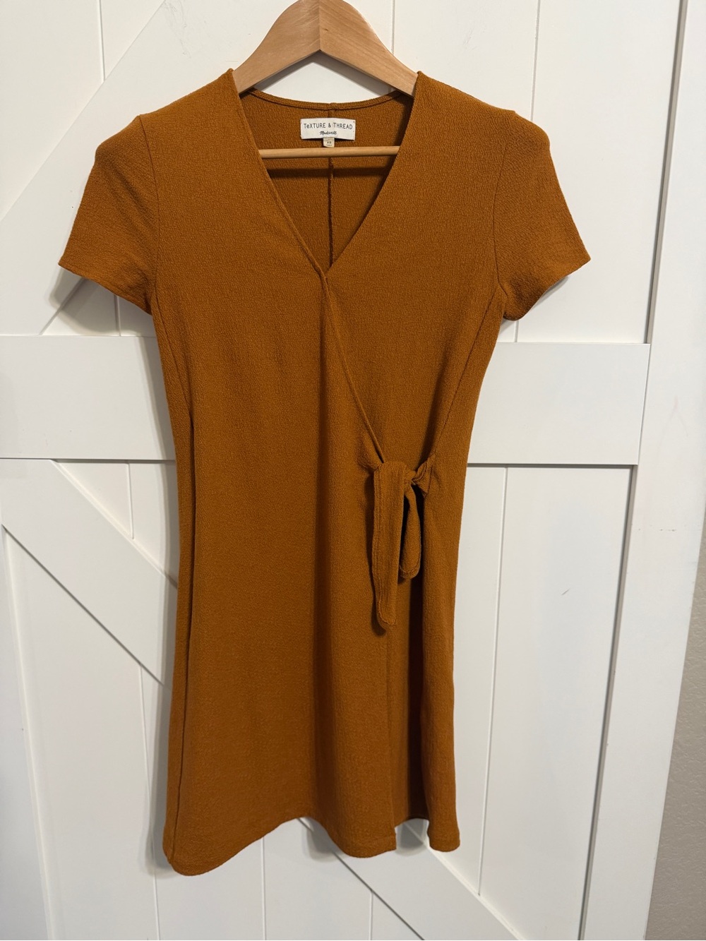 Madewell Texture & Thread XS Rust Brown Wrap Tie Midi Dress